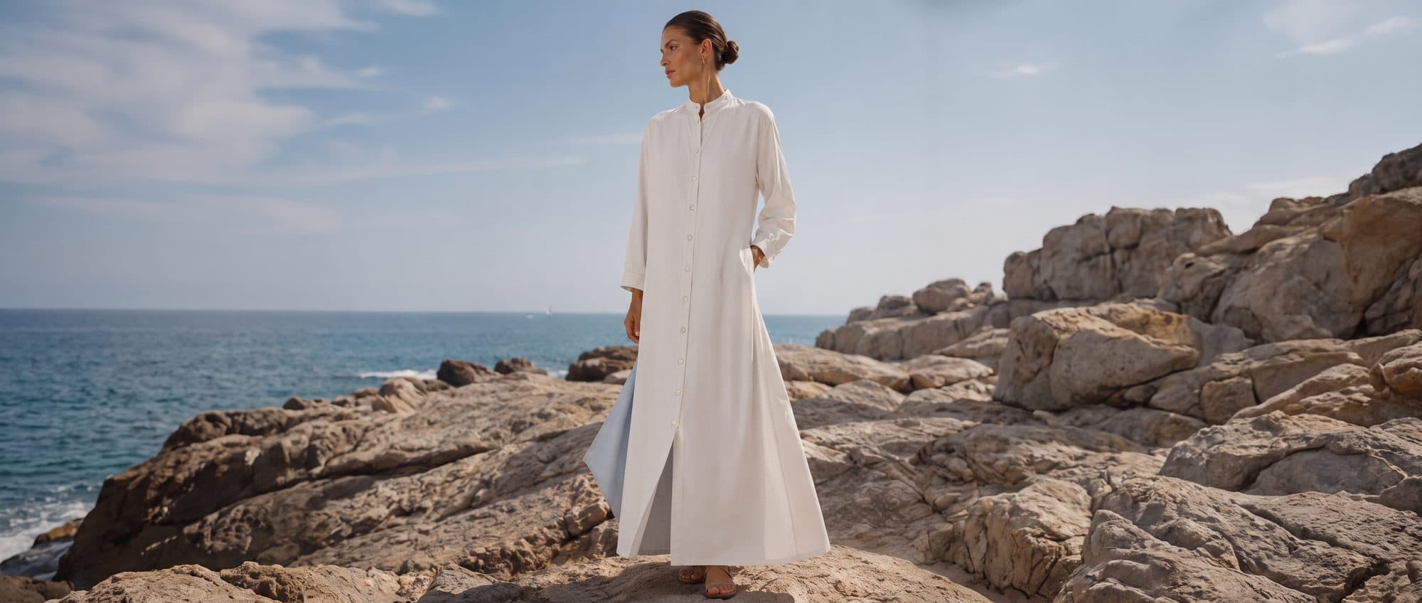 Undyed cotton at the water's edge, where the collection began.