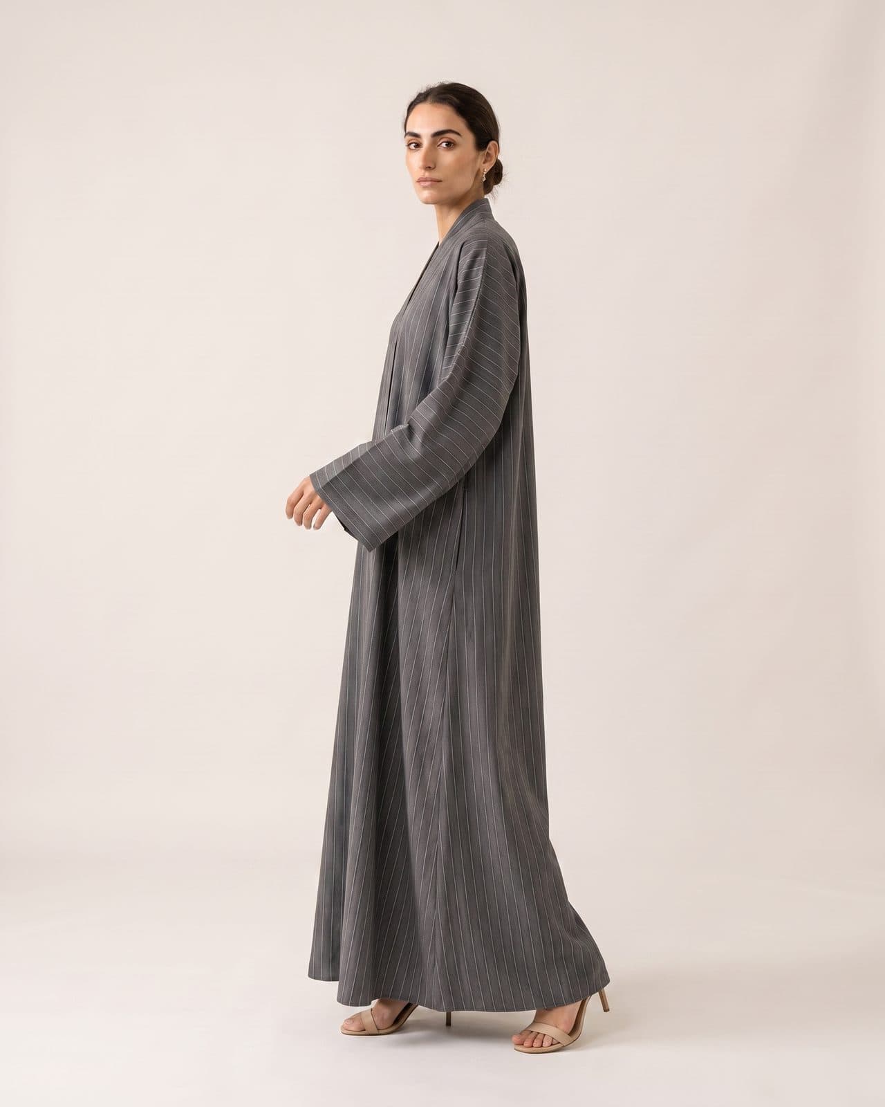Storm Pleated Abaya — Storm Grey